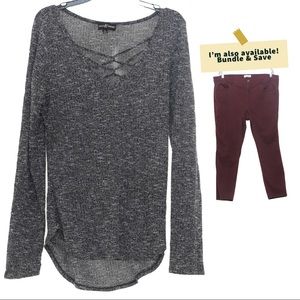Charcoal Gray Criss Cross Top